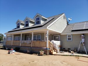 House in the process of being painted