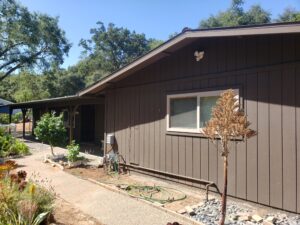 Side of house freshly painted